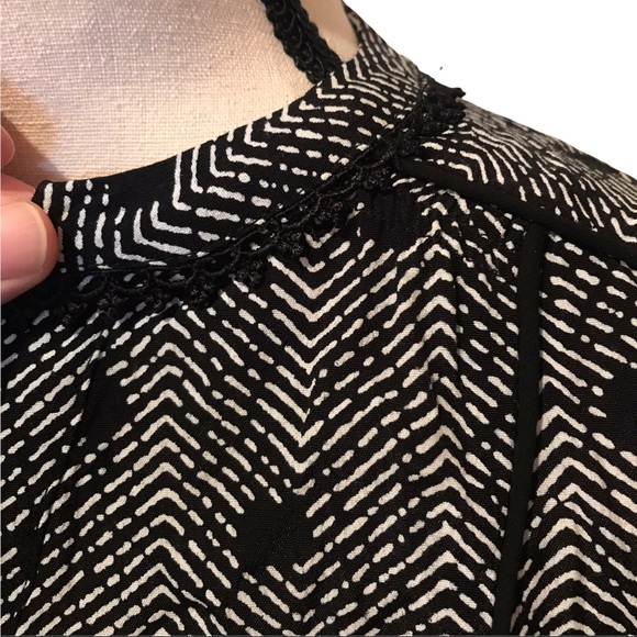 Anthropologie Maeve Chevron and Black Polka Dot Pattern Mini Dress Size SP - Picture 6 of 9